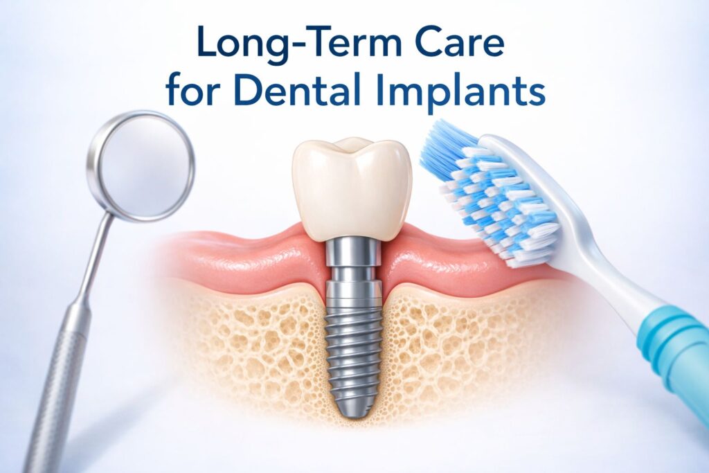 long-term care for dental implants